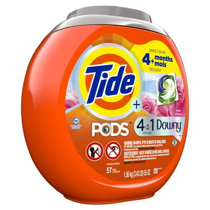 Tide Pods Laundry Detergent Soap Packs with Downy, April Fresh, 57 Ct